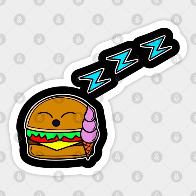 Ice cream Sleeping Relaxed Summer Cheeseburger Gift Sticker by MaystarUniverse